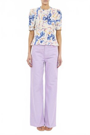 Ulla Johnson Corine Short Sleeve Silk Top In Prism