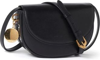 Stella McCartney Stella McCartney, Cross Body Bags, female, Black, Size: ONE SIZE Frayme Flap-Detail Shoulder Bag