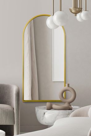 MirrorOutlet The Arcus Gold Framed Arched Leaner/Wall Mirror 63 X 31 (160CM X 80CM) | Size: 1 Pack
