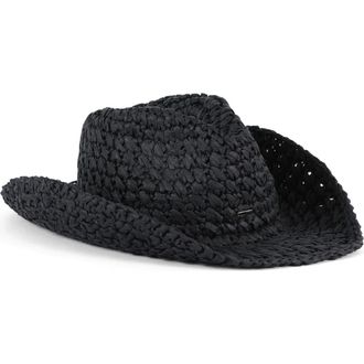 Eugenia Kim Winona Packable Crochet Fedora in Black at Nordstrom