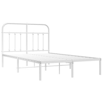 Berkfield Home Metal Bed Frame with Headboard White 120x200 cm | Size: Small Double
