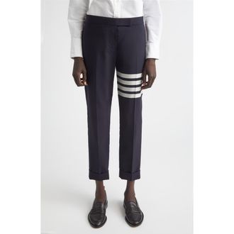 Thom Browne 4-Bar Wool Crop Skinny Pants in Navy at Nordstrom, Size 10 Us