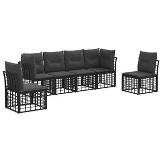 vidaXL Conjunto De Sof&aacute;s De Exterior Negro Poli&eacute;ster Vidaxl