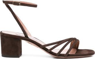 Aquazzura 50 mm Latour leren sandalen met enkelbandje - Bruin
