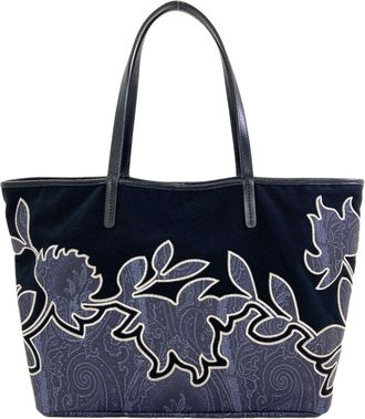 Etro Blue Navy Pvc Canvas Tote Bag (Pre-Owned)
