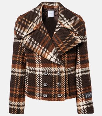 Patou Checked double-breasted wool-blend jacket