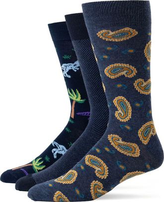 Lorenzo Uomo Assorted 3-Pack Crew Socks in Navy at Nordstrom Rack, Size 10-13