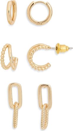 Nordstrom Rack 3-Pack Huggie & Drop Earrings in Gold at Nordstrom Rack