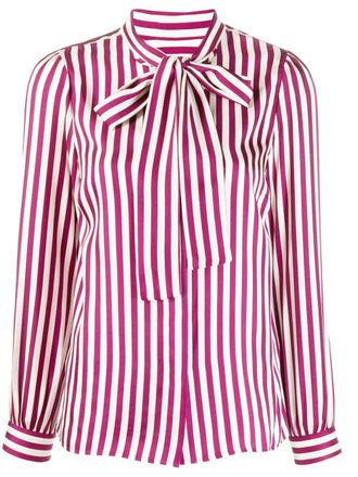 Michael Michael Kors striped satin shirt - women - Silk - S - Red