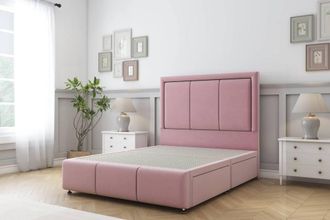Sloomy Lancaster Plush Divan Base 2 Drawers-54 Headboard & 12 Footboard in Pink | Size: Small Double