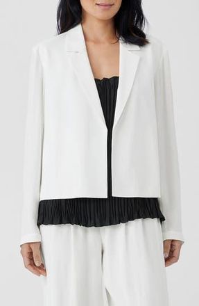 Eileen Fisher Open Front Silk Blazer in Ivory at Nordstrom Rack, Size X-Large