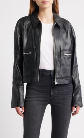 Frame Denim The Leather Zip Front Jacket in Black at Nordstrom Rack, Size X-Small