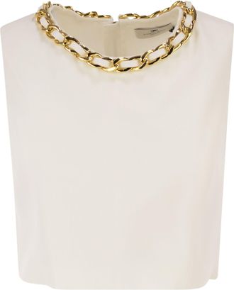 Elisabetta Franchi &Auml;rmelloses Oberteil mit Schmuckkettendetail