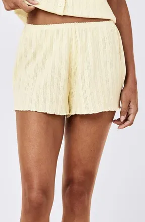Papinelle Sleepwear Imogen Cotton Pointelle Pajama Shorts in Buttercup at Nordstrom, Size X-Small