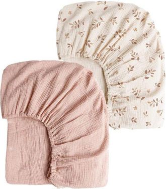 No Brand S&aacute;bana Bajera Ajustable - 2 Piezas - M - 71135cm - S&aacute;bana Infantil Arrugada - Cobertura Completa Para Cuna - S&aacute;bana Para Mois&eacute;s - Suave Y Transpirable