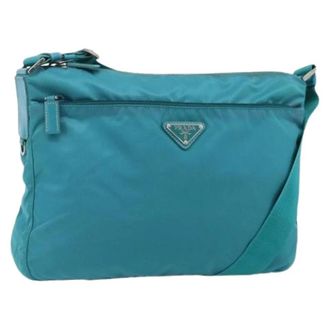Prada Pre-owned Cross Body Bags, female, Blue, Size: ONE SIZE Pre-owned Vintage Nylon Shoulder Bag