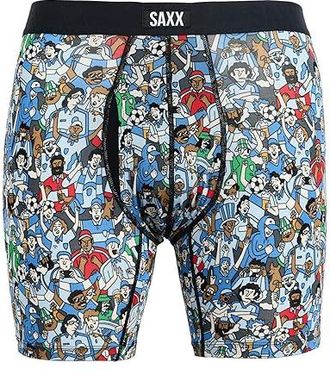 Saxx Underwear Vibe Xtra Soft Comfort Boxer Brief Fly Mens Underwear Footy Fans/Multi : 2XL, Elastane/Mesh/Viscose