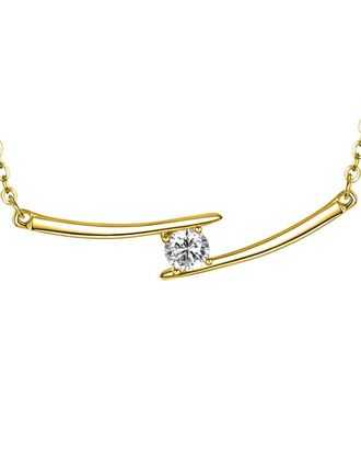 Genevive 14K Over Silver Cz Solitaire Pendant Necklace