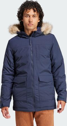 adidas Mens Hooded Fur Parka - Navy Recycled Material - Size X-Small