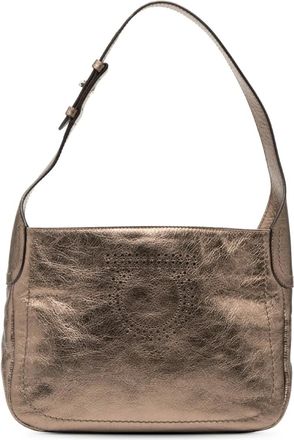 Ferragamo 2000-2025 Perforated Leather Gancini shoulder bag - Marrone