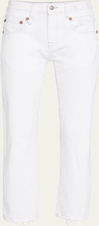 R13 Boy Straight Cropped Frayed Hem Jeans