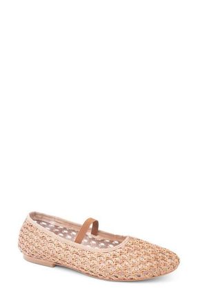Patricia Green Monaco Raffia Mary Jane Ballet Flat in Cognac Raffia at Nordstrom, Size 10