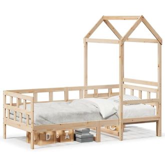 Berkfield Home Day Bed with Roof without Mattress 80x200 cm Solid Wood in Brown