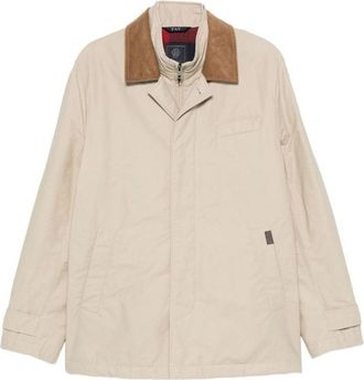 Fay Quilted Beige Jacket With Adjustable Hood