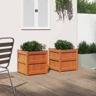 Berkfield Home Garden Planters 2 pcs Wax Brown Solid Wood Pine
