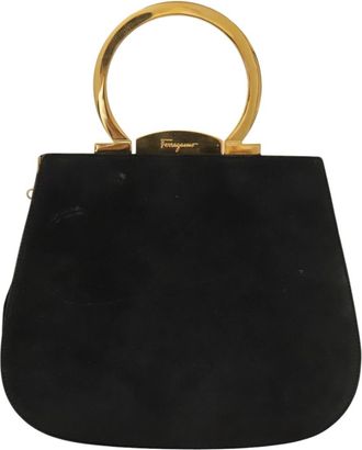 Ferragamo Gancini Black Suede Handbag (Pre-Owned)