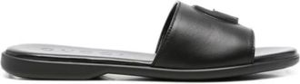 Gucci Schoenen, Dames, Zwart, 41 EU, Leer, Double G Slide Sandal