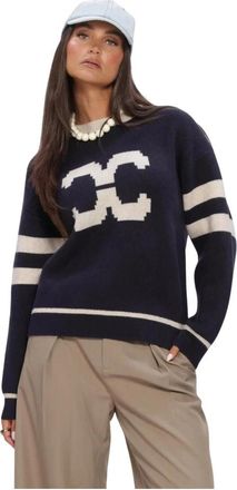 Co'Couture Co Couture Dames Trui Rowcc Coco Logo Knit Donkerblauw - Maat M - Dames - Ronde hals truien - Blauw - L - Truien & Vesten