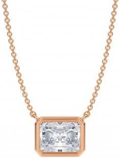 Allurez Radiant Lab Diamond Solitaire Pendant Necklace 14K Rose Gold (2.00ct)