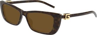 Gucci Bruine Lens Zonnebril- Havana Frame - Dames - Accessoires - Bruin - Maat: 53 MM