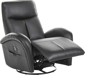 Beliani Sill&oacute;n Reclinable Giratorio 360&deg; Tapizado De Piel Sint&eacute;tica Con Reposabrazos Negro Danae