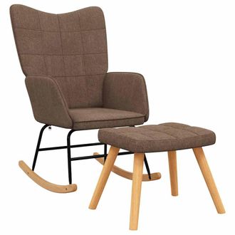 vidaXL Silla Mecedora Con Reposapi&eacute;s Tela Marr&oacute;n Vidaxl