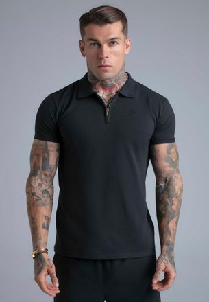 Siksilk Mens Black Zip Polo T-Shirt XXL