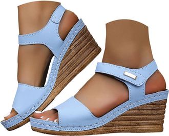 Generic Platform Wedge Sandals for Women 2026 Dressy Summer Casual Open Toe Low Heel Ankle Strap Platform Sandals for Office Work Breathable Casual Vacation S