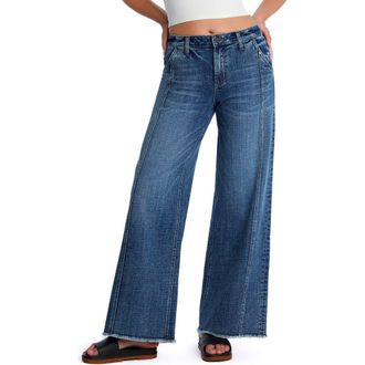 HINT OF BLU Mighty High Waist Wide Leg Jeans in Space Blue at Nordstrom, Size 26