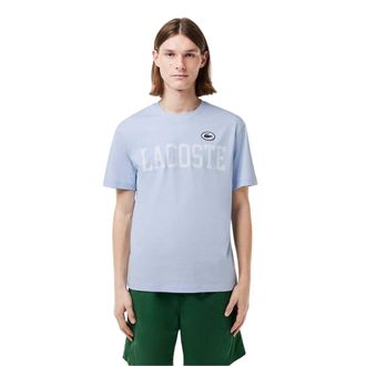 Lacoste Heren Logo Bedrukt Katoenen T-Shirt (Blauw)