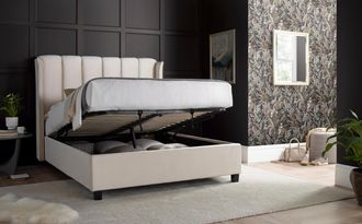 Bedmaster Aurora Velvet Ottoman Bed in Light Stone | Size: Double