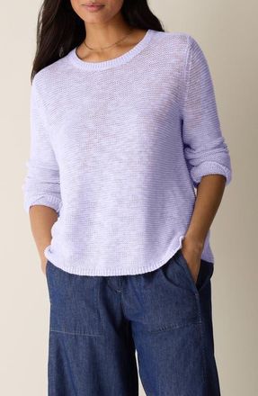 Eileen Fisher Textured Crewneck Organic Linen & Cotton Sweater in Lfrst at Nordstrom, Size Xx-Small