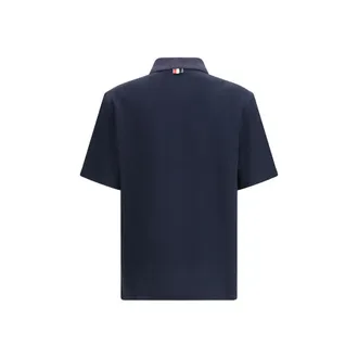 Thom Browne Mens Blue Cotton Polo Shirt