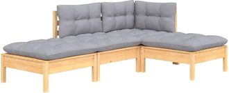vidaXL Juego De Muebles De Jard&iacute;n 4 Pzas Y Cojines Madera Maciza Pino Vidaxl