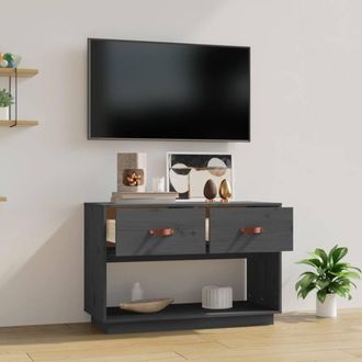 Berkfield Home TV Cabinet Grey 90x40x60 cm Solid Wood Pine | Size: 90 x 40 x 60 cm
