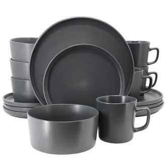 Elama Luxmatte Dark Grey 16 Piece Dinnerware Set at Nordstrom