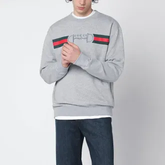 Gucci Grey cotton jersey sweatshirt with logo print