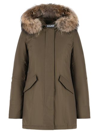 Woolrich Arctic Racoon Green Cotton Blend Parka