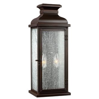 Netlighting Pediment 2 Light Outdoor Medium Wall Lantern Light Dark Copper IP44 E14 in Brown
