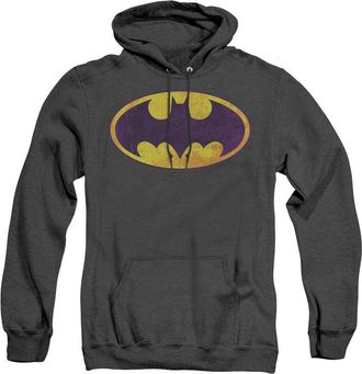 Gildan Batman Bm Neon Distress Logo Adult Heather Hoodie / Hooded Sweatshirt